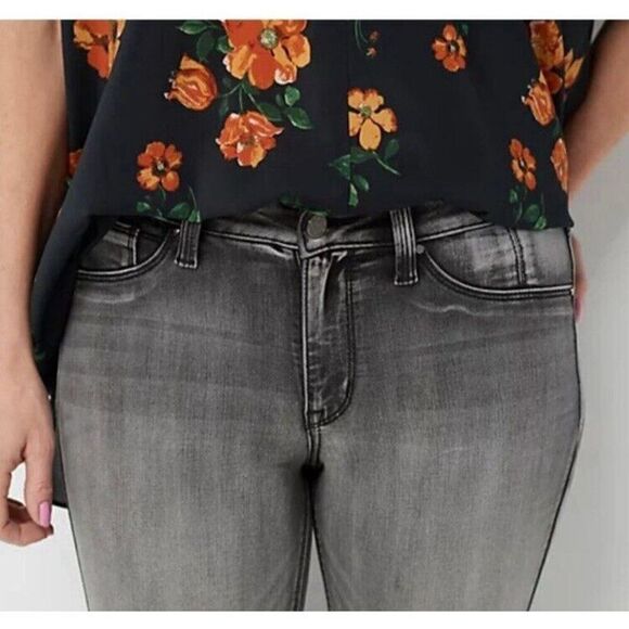 Laurie Felt Silky Ankle Skinny Jeans Zipper Black Grey Stretch High Rise 2XP/24 - Picture 3 of 16